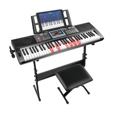 61 Key Keyboard Piano for Beginners with Stand Bench, Lighted Keys in Follow ...