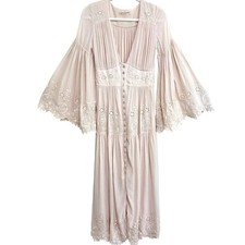 Spell and the Gypsy Collective Imogen Maxi Dress S Cream Bell Sleeve Eyelet RARE