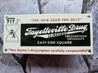 VINTAGE CLINEHEN'S FAYETTEVILLE DRUG STORE PORCELAIN SIGN 10"X4.5 "