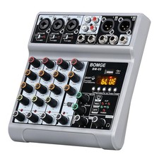 bomge mezclador audio, caja de sonido consola de mezcla con 5 canales digital usb azul...