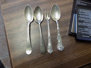 Lot of (3) Various Sized Sterling Silver Spoons & 1 Fork 84 grams