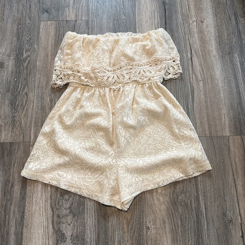 Maurices Lace Strapless Romper Ivory Sz M Bohemian Western Boho Y2K MSRP $32.00 - Picture 6 of 6