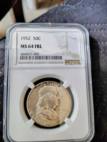 1952-D 50c Franklin Silver Half Dollar - NGC MS64 FBL
