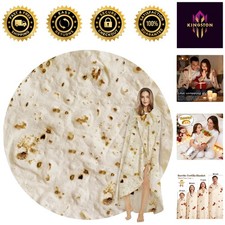 Burritos Tortilla Blanket - 47'' Round Novelty Throw Soft Flannel for All Ages