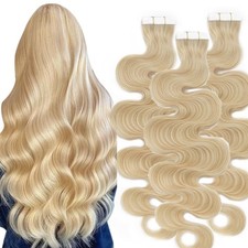 10-40pcs Skin Weft Tape In Real Remy Human Hair Extensions Full Head 100g Blonde