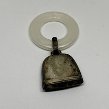 vintage Webster sterling silver mother of pearl baby rattle bell teething ring