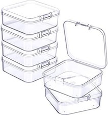 6 Pack Small Plastic Flip Lid Container Mini Plastic Clear Beads Storage