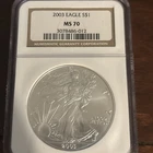 2003 $1 American Silver Eagle NGC MS70 Brown Label