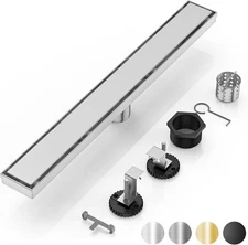 24-Inch Linear Shower Drain with Tile Insert Grate  Professional Brushed 304 SS