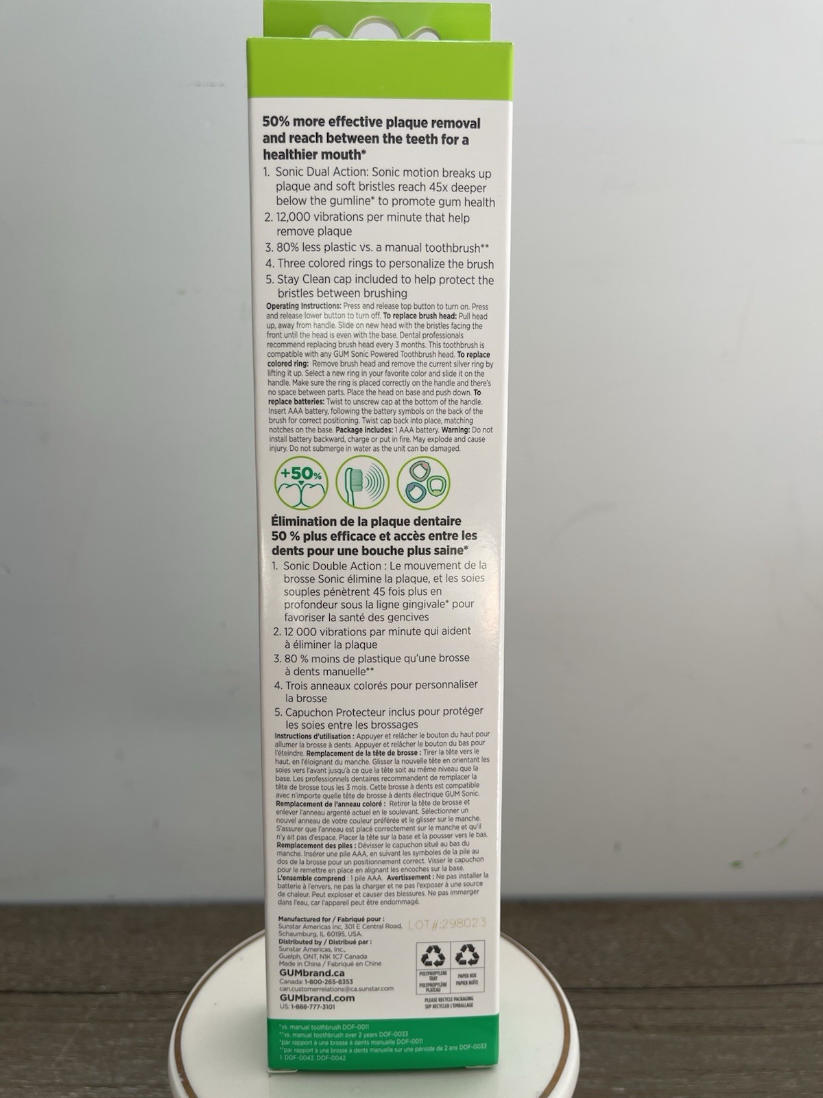 Lot 4 GUM Sonic Powered Toothbrush Soft Compact 4100 Black AAA Battery Included