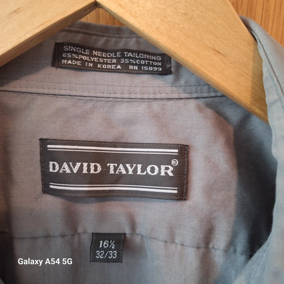 Camisa de vestir para hombre David Taylor vintage Sears color gris manga larga 16,5 Foto 2 de 4