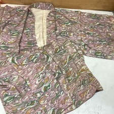 Vintage Japanese Kimono Pink Abstract Pattern Retro Traditional Wear