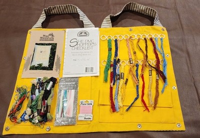 Handmade Cardinal Tote Bag Cross Stitch Organizer DMC Floss Bucilla Lot
