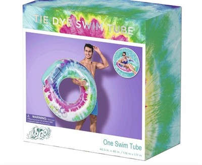 Giant 46'' Tie Dye Rubber Ring & Backrest Swimming Pool Float Inflatable Tube