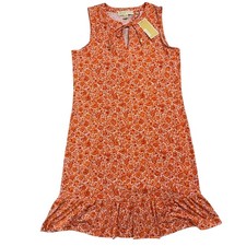 NWT MICHAEL Michael Kors Mandarin Floral Print Sleeveless Tie Neck Dress Size S