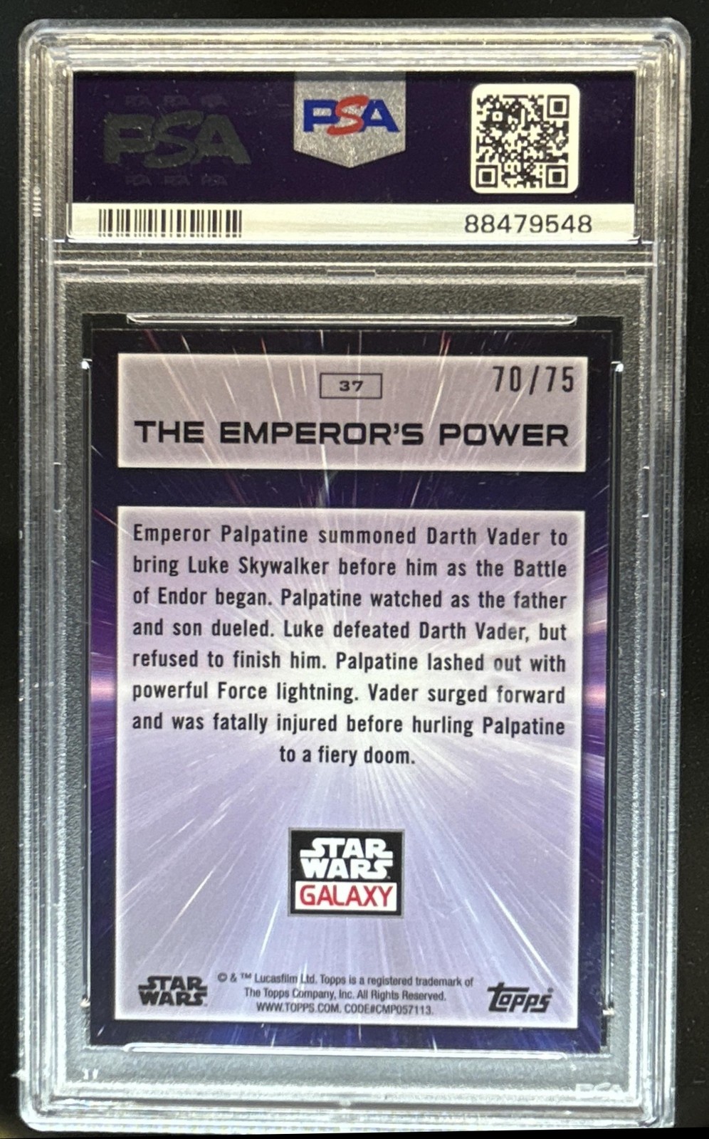 2022 Topps Chrome Star Wars Galaxy The Emperor s Power Prism #/75 PSA 9 view 2