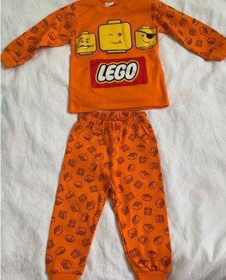Baby Schlafanzug Pyjama Lego Orange Gr.80,74 und 62/68 Langarm Legosteine Muster