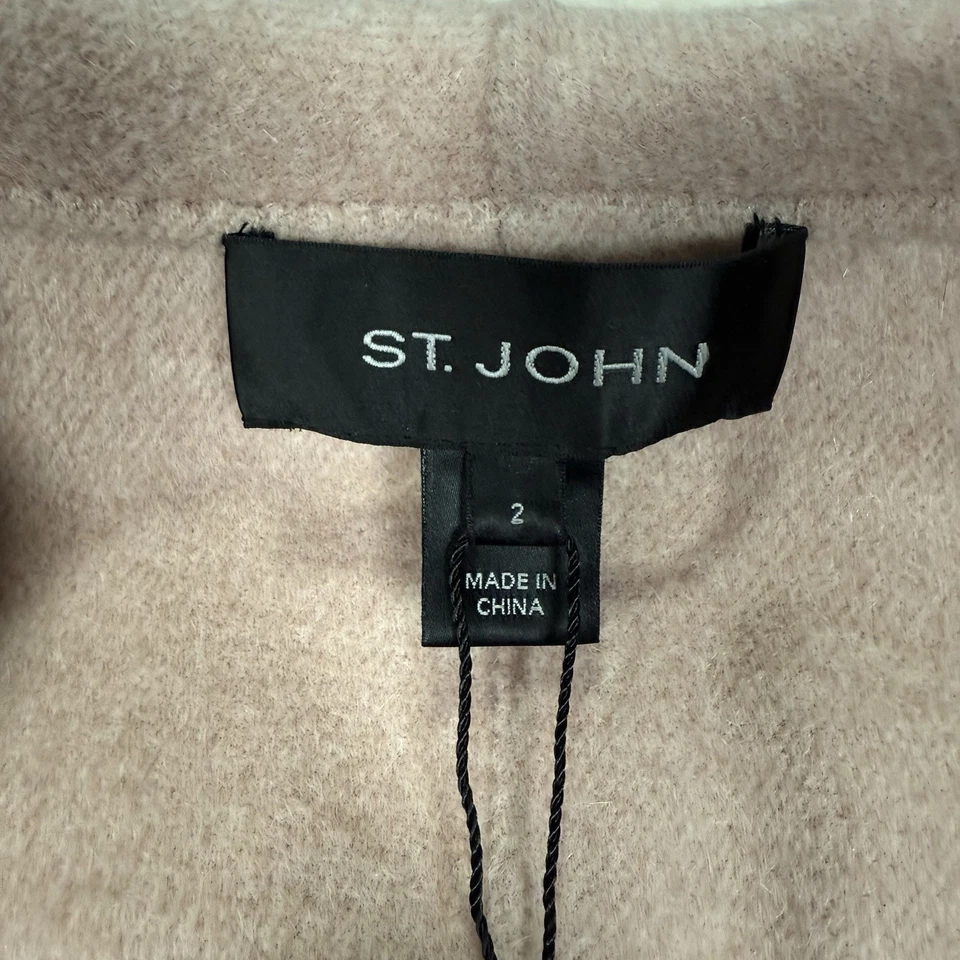 NWT ST. JOHN Angora Wool Cashmere Size 2 Pink Ruffle Jacket Light Coat Luxury - Image 3 of 4