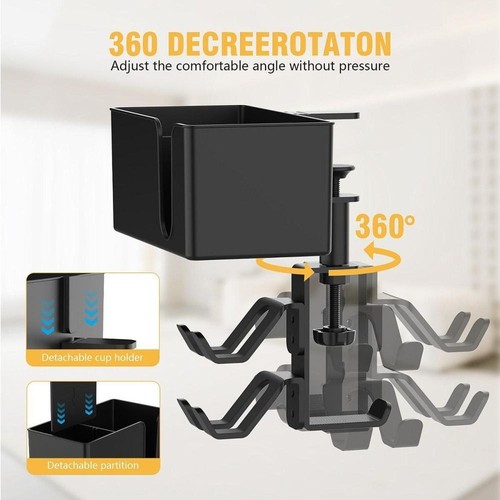 Metal Desk Side Box 360° degree Rotating Water Cup Holder Office - Photo 3/16