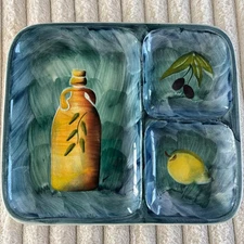 JCPenney Home Still Life Divided Serving Dish Olive Oil Lemon Platter