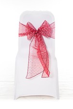 100 housses de chaise en organza rouge ceinture de fête avec paillettes scintillantes hologramme Royaume-Uni