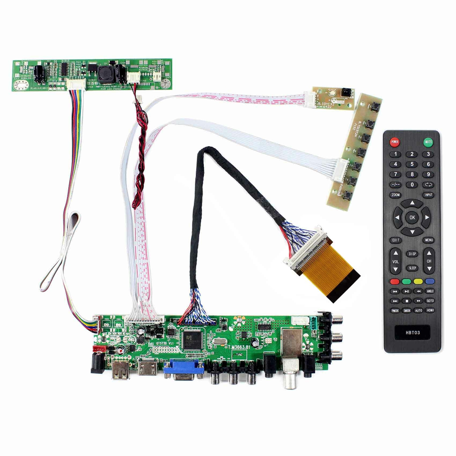 HD VGA AV USB DTV LCD Controller Board For 21.5" LTM215HT04 1920x1080 LCD