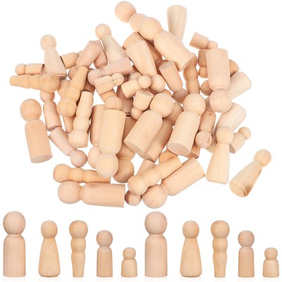  50 Pcs Painted Wooden Figure Play Peg People Craft for Women Baby