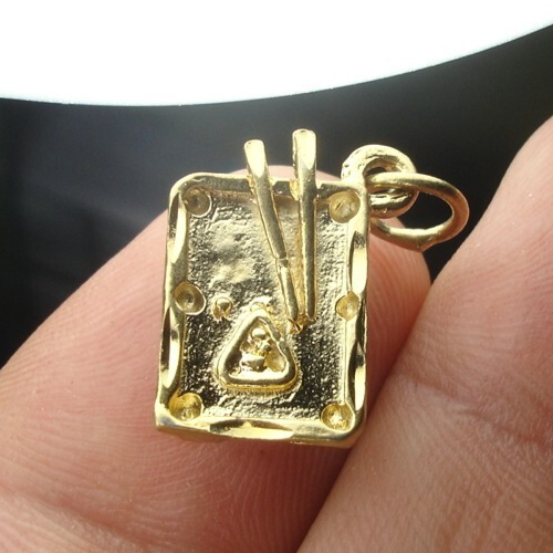 14K Gold Plated Pool Table Billiards Charm Bracelet Pendant for Pool Sharks