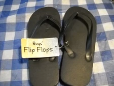 Kid's Unisex Flip Flops Thong Sandals Size L 2/3 Black                    B20-13