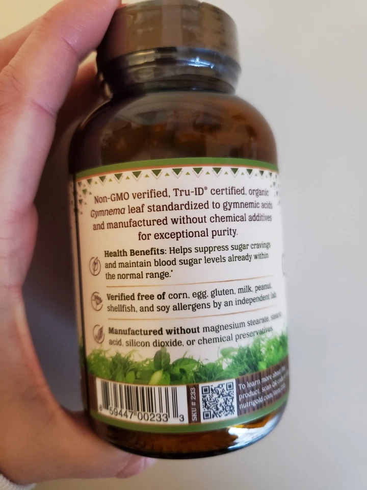 NutriGold Organic Gymnema Gold 500mg - 90 Veg Caps - EXP 6/2024 - Image 3 of 3