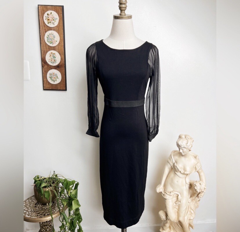 Alberta Ferretti Designer Black Bodycon Pencil Cocktail Holiday Party Dress  4 | eBay