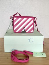 Off-white Pink Striped Leather Binder Clip Crossbody Bag