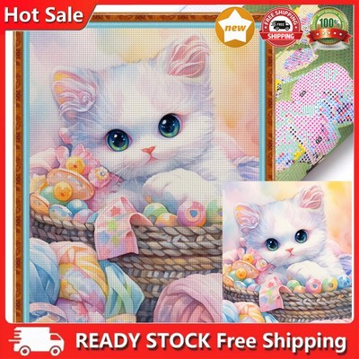 Full Embroidery Eco-cotton Thread 11CT Printed Cat Cross Stitch Artwork 50x65cm 