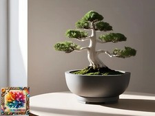 Modern Minimalist Bonsai Pot with Drip Tray, Planter, Plant Pot (DEL-0080)