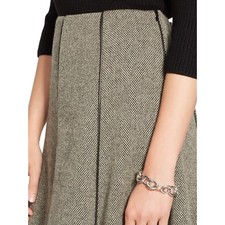 Polo Ralph Lauren Faux Leather-Trim Tweed Skirt black cream 0P 6P 10P 12P 14P 12