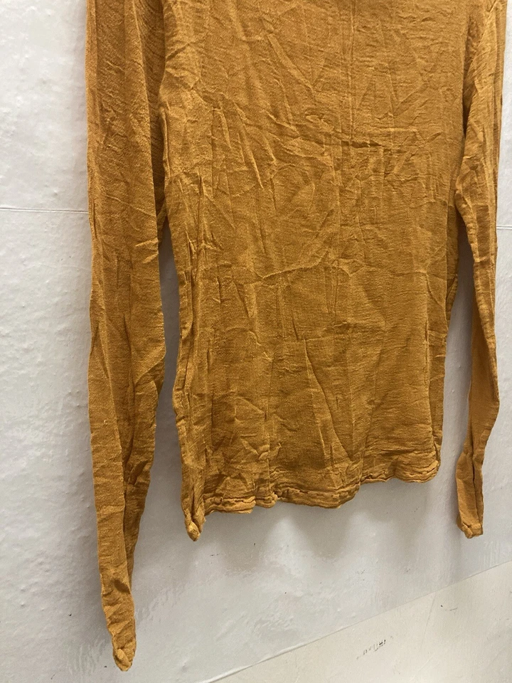 Top ISSEY MIYAKE Permanente Marrón Plisados Cuello Alto Manga Larga Talla 2 Mezcla Rayón Foto 3 de 4