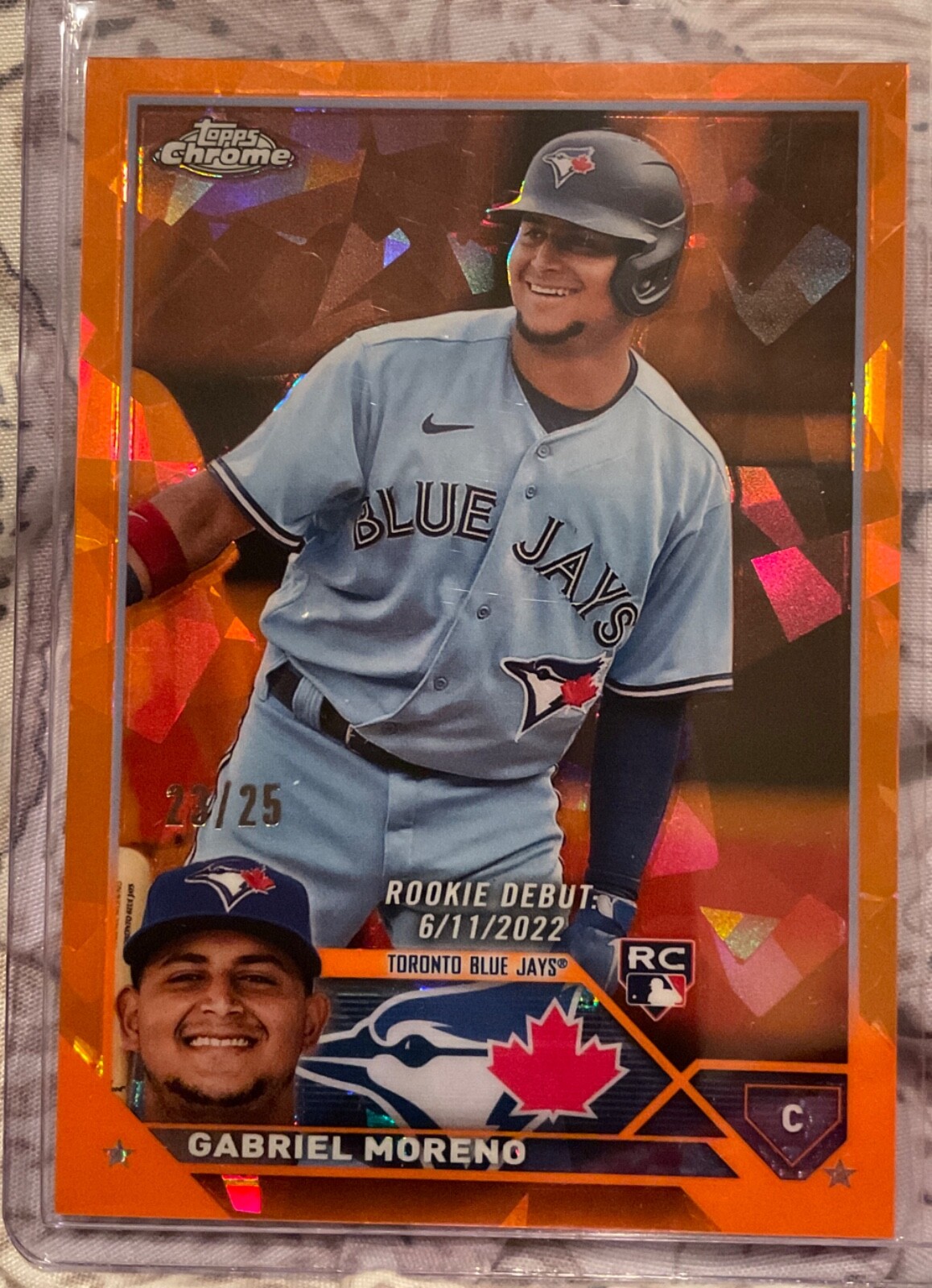 2023 TOPPS CHROME SAPPHIRE GABRIEL MORENO ORANGE ROOKIE DEBUT #23/25 #USCS181