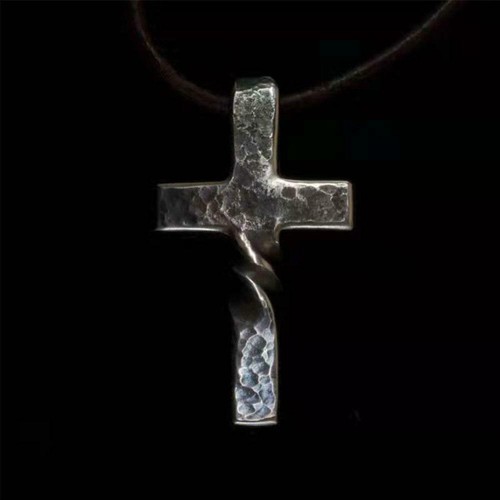 Alloy Pendant Twisted Cross Necklace + Leather Rope H6E1 --us O8I9 - Picture 8 of 8