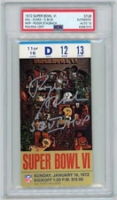 Roger Staubach Signed Authentic Super Bowl 6 Ticket "SB VI MVP" PSA GEM 10 AUTO