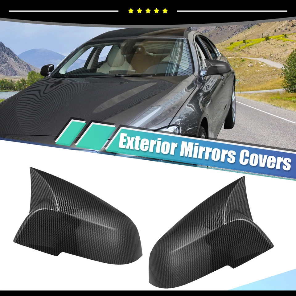 Pair Rearview Side Mirror Cover Cap Carbon Fiber Pattern for BMW 328d 2014-2018 - Image 2 of 4