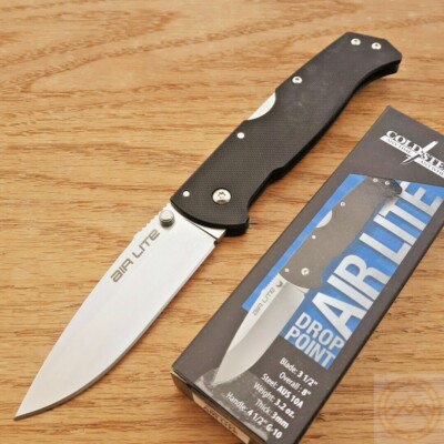 Cold Steel Air Lite Lockback Folding Knife 3.5'' AUS-10A Steel Blade Black Handle