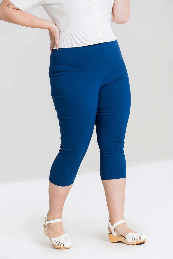 Tina Capris 2XL-4XL 18-22 Hell Bunny Navy Blue Crops Vintage 3/4 length Trousers