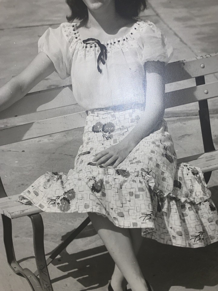Vintage Photo Lady Sitting On A Bench 11” X 14” eBay