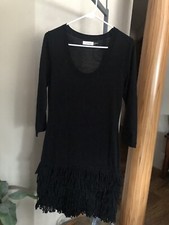 Womens Calvin Klein Black Size M 3/4 Sleeve Dress With Ruffled Bottom EUC