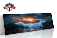 Embers of the Deep Coastal Sunset Canvas Print for Home Decor, Wall Decor Poster