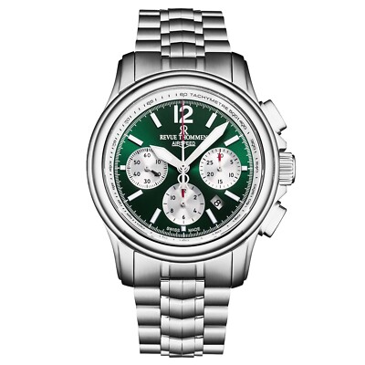 Revue Thommen 'Airspeed' Green SS Chrono Auto Watch 16041.6434