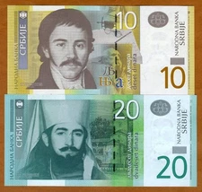 SET Serbia, 10;20 Dinara, 2013, Picks 54b-55b, UNC