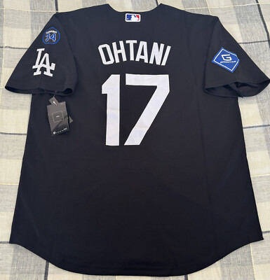 Shohei Ohtani Jersey Mens Black Dodgers w/patches! fast