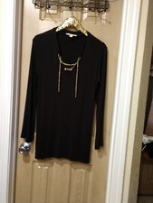 Michael Kors women's black dress with gold chain details Stretchy Sz M