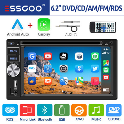 Autoradio Carplay Touchscreen CD DVD Player AM FM RDS USB Bluetooth TF AUX 2 DIN